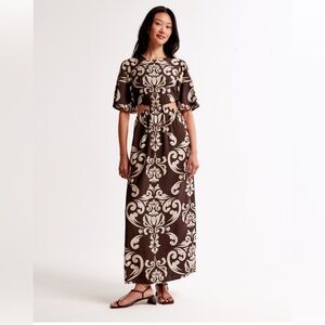 Abercrombie & Fitch Short Sleeve Cut Out Maxi Dress